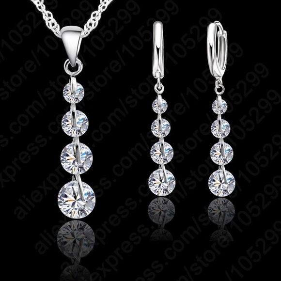 Jewelry - 4-Stone Crystal Sterling Silver Jewelry Set